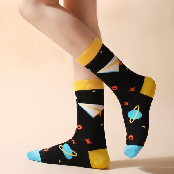 

Planet Print Crew Socks, Multicolor