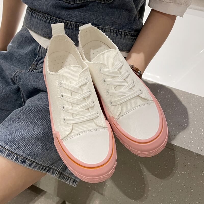 

Lace-up Front Canvas Shoes, Pink