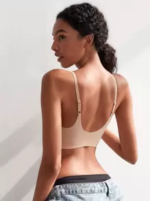 Solid Seamless High Stretch Microfiber Bra - Apricot - View 2