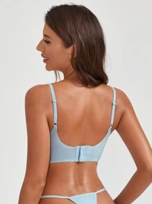 Sujetador unicolor de cuello V invisible microfibra - Celeste - Ver 2