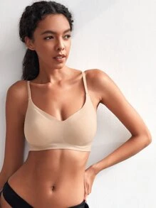 Solid Seamless High Stretch Microfiber Bra - Apricot - View 6