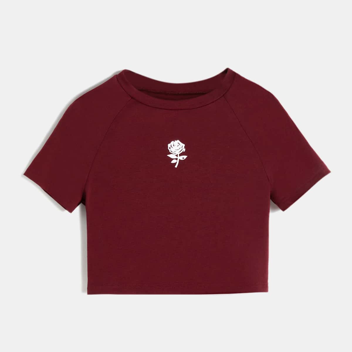 

Floral Graphic Crop Tee, Maroon