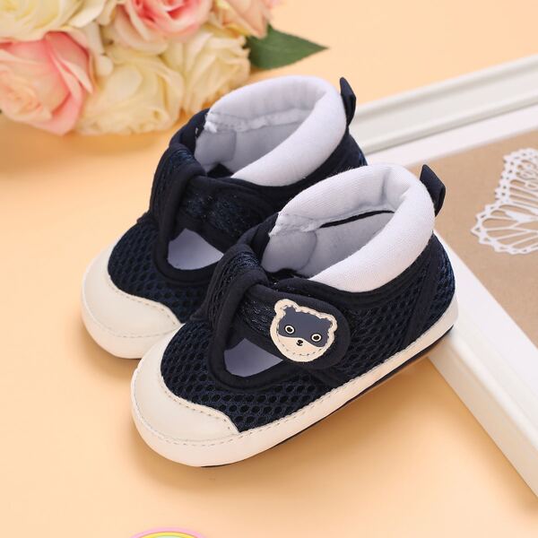 

Baby Cartoon Decor Velcro Strap Flats, Blue