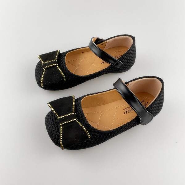 

Toddler Girls Bow & Rhinestone Decor Mary Janes, Black