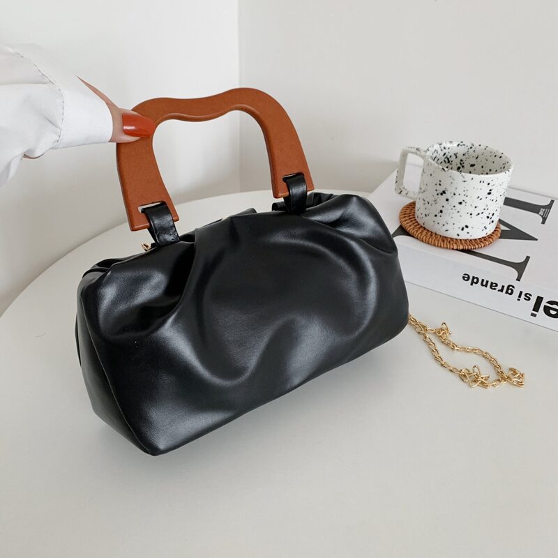 

Top Handle Chain Strap Bag, Black