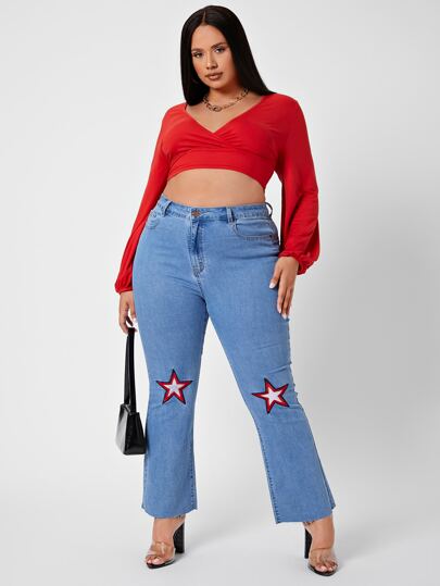SHEIN SXY Plus Star Embroidery Jeans