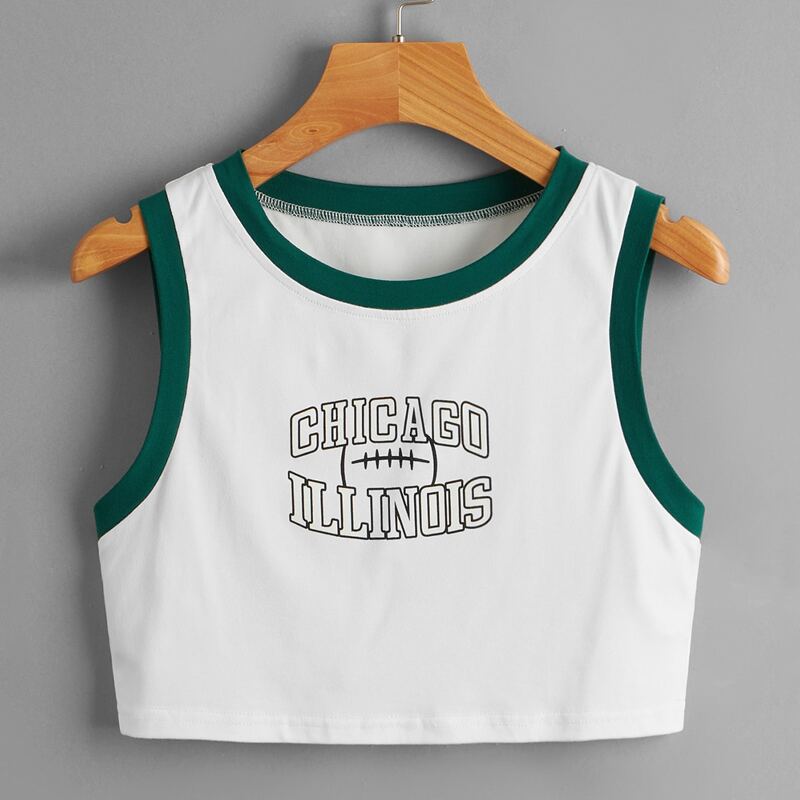 

Letter Graphic Ringer Tank Top, White