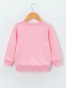 SHEIN Young Girl Letter Graphic Pullover - Baby Pink - View 2