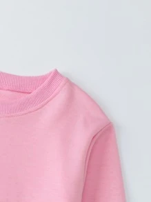 SHEIN Young Girl Letter Graphic Pullover - Baby Pink - View 3