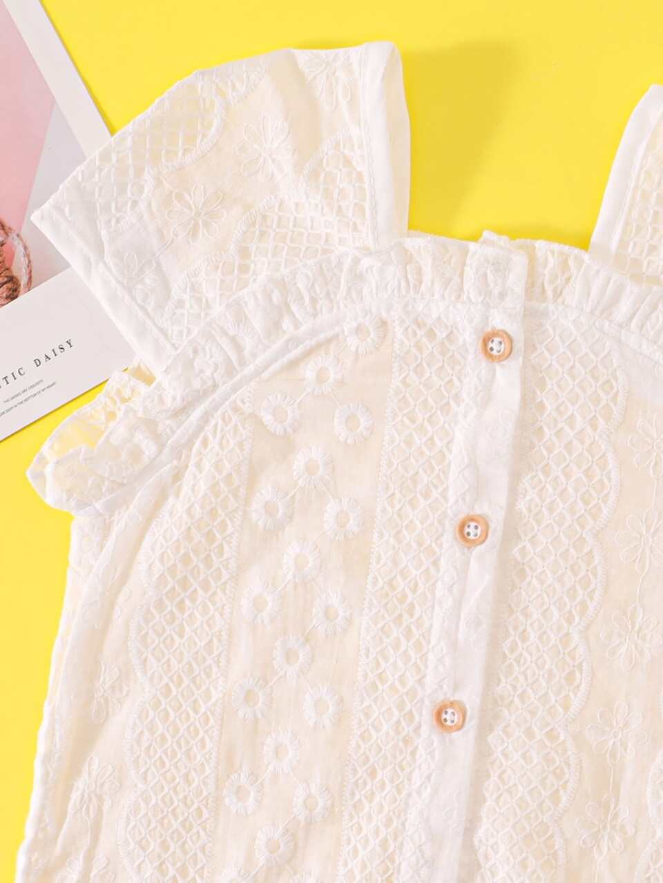 Toddler Girls Eyelet Embroidery Button Front Blouse