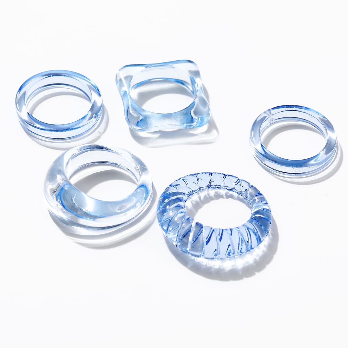

5pcs Clear Resin Ring, Blue