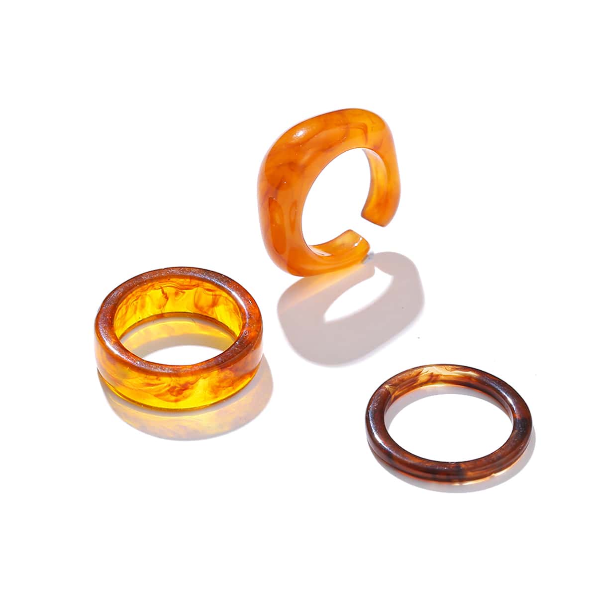 

3pcs Clear Minimalist Ring, Brown