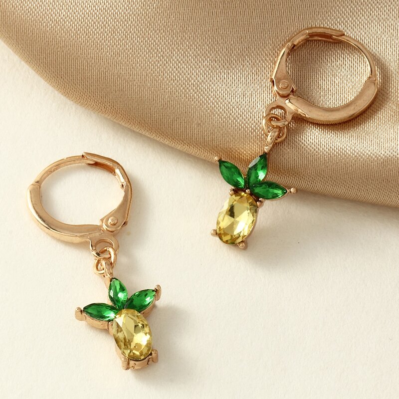 

Rhinestone Decor Charm Earrings, Gold