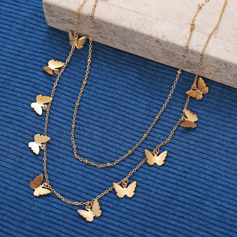 

2pcs Butterfly Charm Necklace, Gold