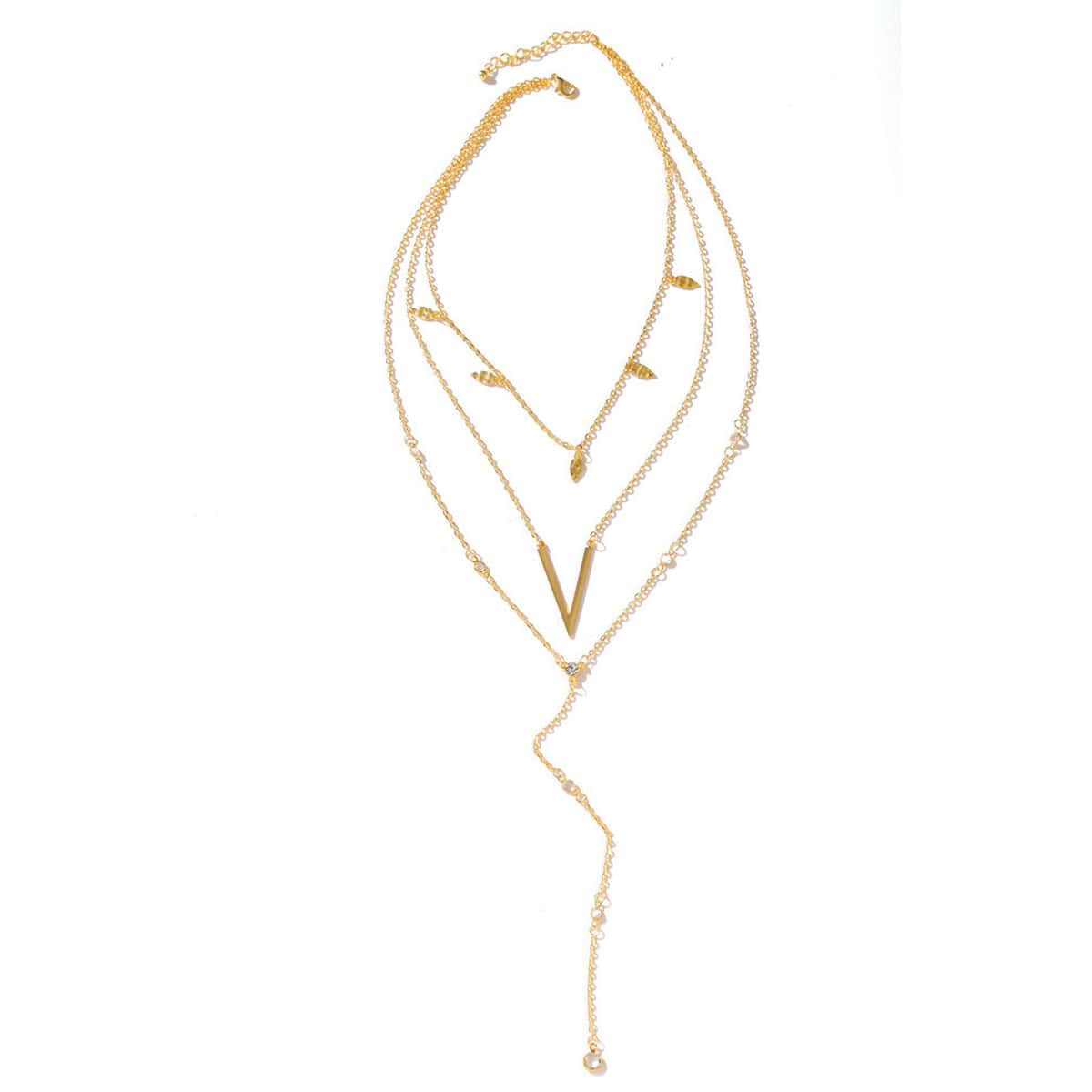 

Crystal Charm Layered Chain Necklace, Gold