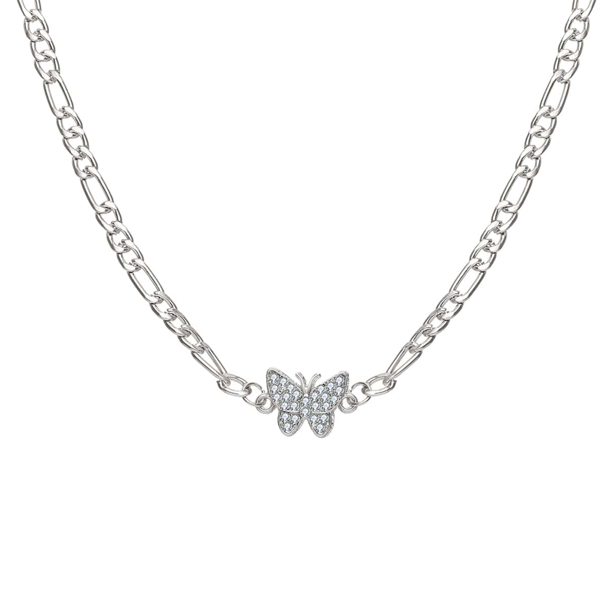 

Butterfly Decor Chain Necklace, Silver
