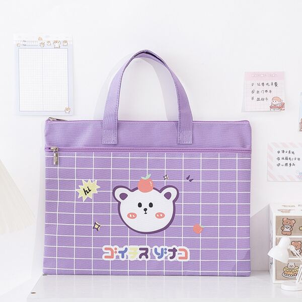 

Girls Cartoon Graphic Tote Bag, Purple