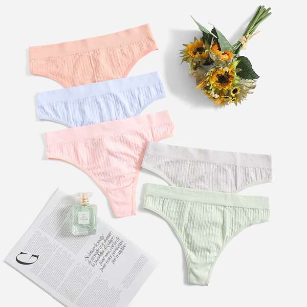 

5pack Solid Seamless Panty Set, Multicolor