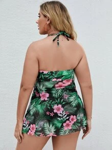 Tankini de talla grande con estampado floral y tropical para playa de verano - Multicolor - Ver 2
