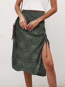 SHEIN LUNE All Over Print Split Thigh Skirt - Multicolor - View 5