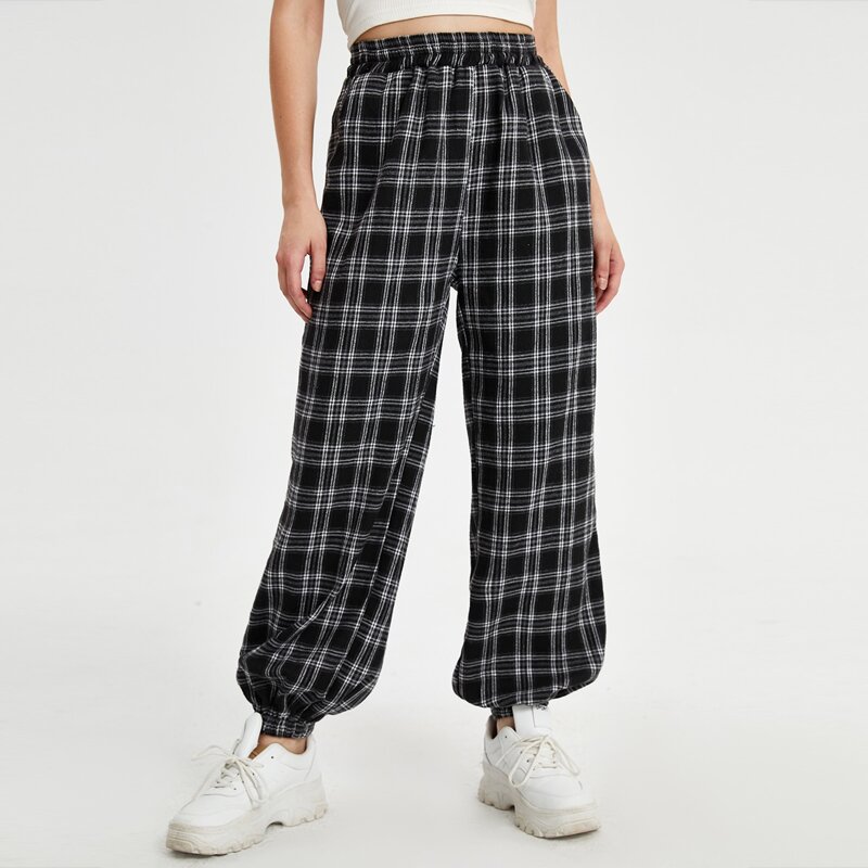 

Plaid Elastic Waist Joggers, Multicolor