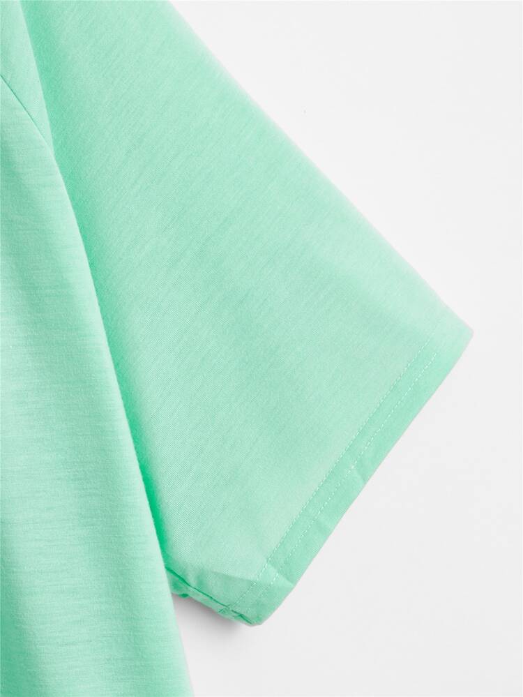 Raglan Sleeve Graphic Print Top - Mint Green - View 3
