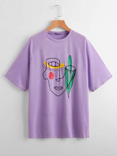 Raglan Sleeve Figure Graphic Top