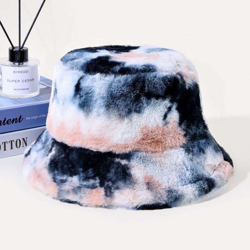 

Fluffy Tie Dye Bucket Hat, Multicolor