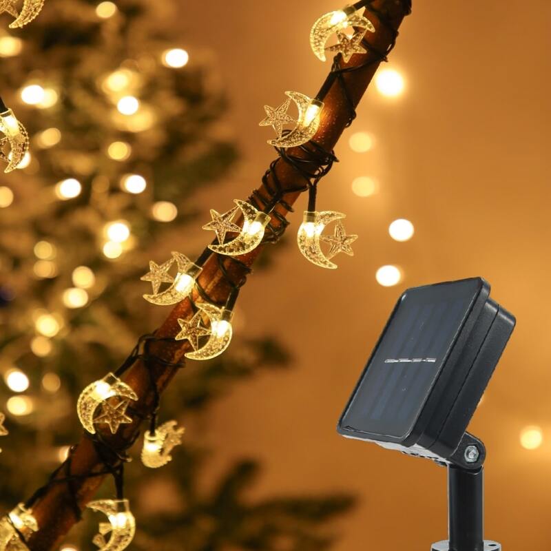 

1pc Moon Solar Energy String Light, Yellow