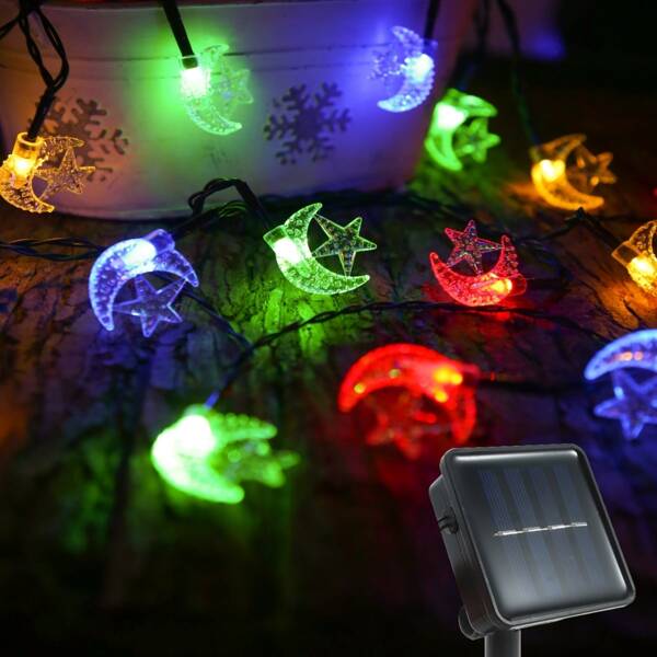 

1pc Moon Solar Energy String Light, Multicolor