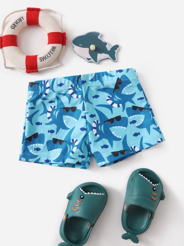 Toddler Boys Shark Print Swim Shorts - Multicolor - View 1