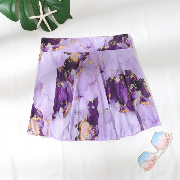 

Marble Print Cover Up Skirt, Multicolor