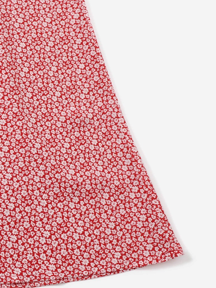SHEIN VCAY Ditsy Floral Print Cami Dress - Red - View 3