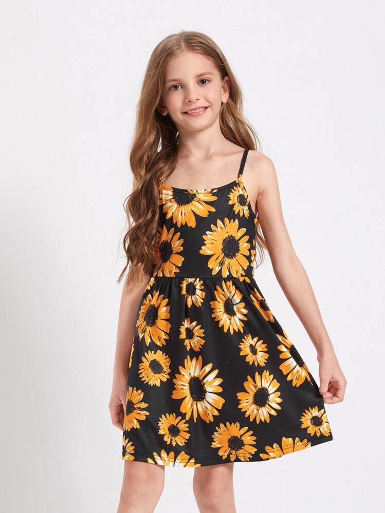 SHEIN Tween Girl Floral Print Cami Dress - Multicolor - View 2