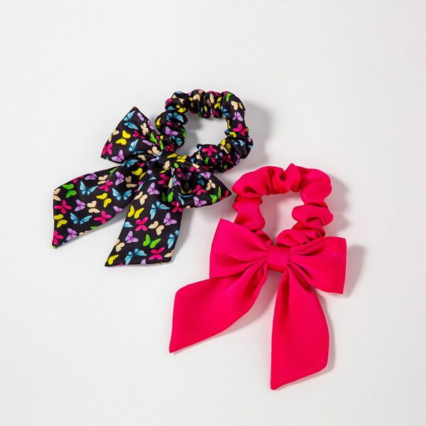 

2pcs Bow Knot Hair Tie, Multicolor