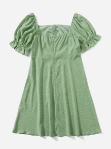 Dreamara Plus Polka Dot Flounce Sleeve Dress - Mint Green - View 2