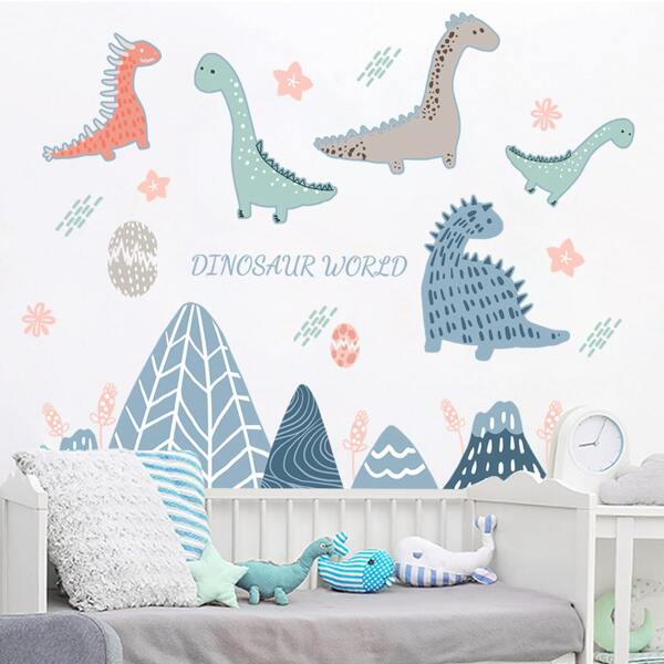 

2sheets Cartoon Dinosaur Print Wall Sticker, Multicolor