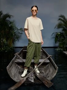 GRAYE Solid Batwing Sleeve Tee - Apricot - View 4