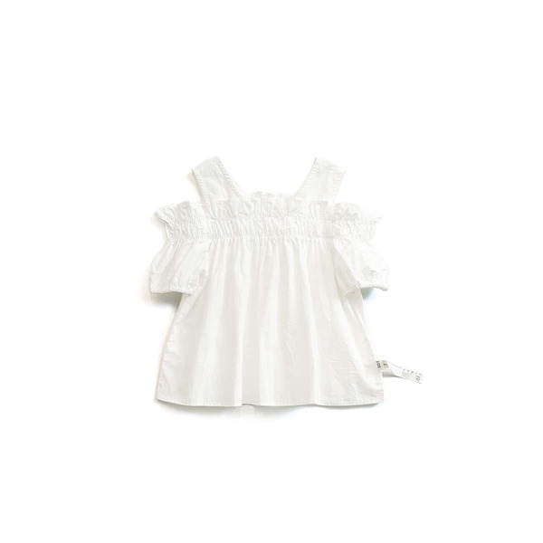 

Toddler Girls Ruffle Trim Cold Shoulder Smock Dress, White