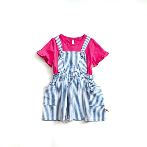 

Toddler Girls Striped Keyhole Back Crisscross 2 In 1 Dress, Multicolor