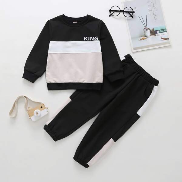 

Toddler Boys Letter Graphic Colorblock Sweatshirt & Sweatpants, Multicolor