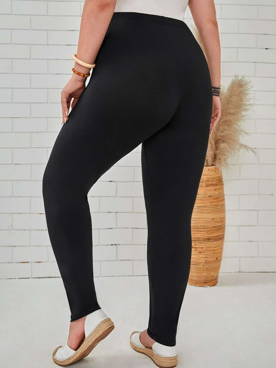 Plus Solid High Waist Leggings