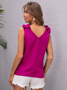 SHEIN Clasi Top tank con tira con fruncido - Rosa Fucsia - Ver 3