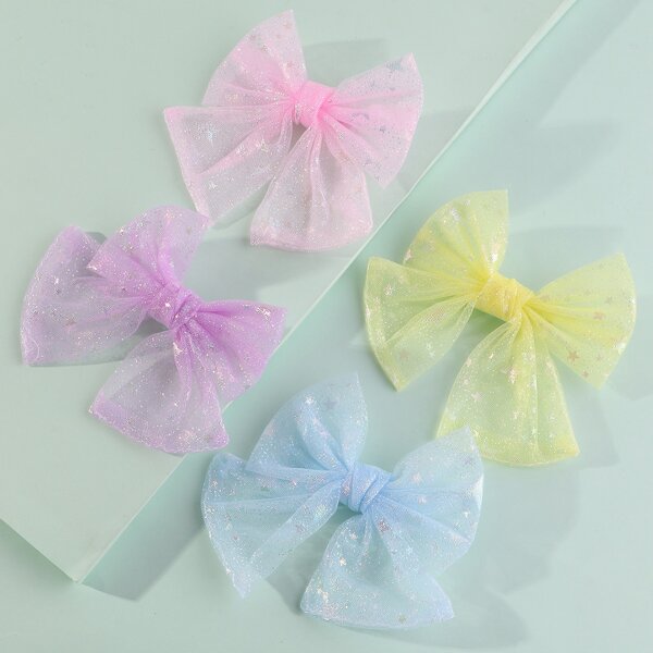 

4pcs Toddler Girls Bow Knot Hair Clip, Multicolor