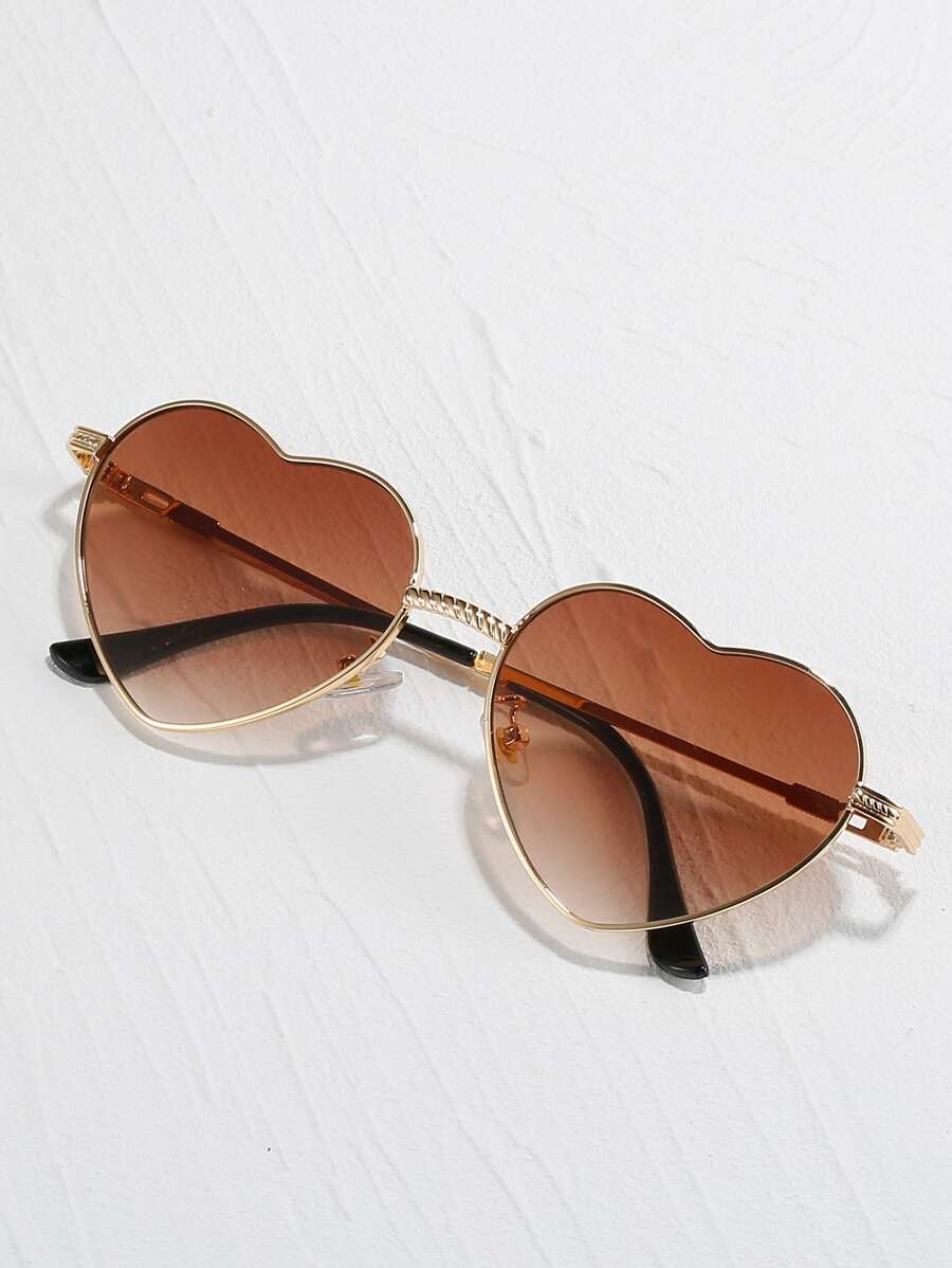 Heart Frame Fashion Glasses Y2K Sunglasses Elegant Sunglasses Beach Sun Glasses Halloween Beach Accessories For Women Sun Glasses Sunglasses Shades Valentine's Day Fashionable Shade Elegant Outfit Family Outings Travel Vacation Holiday For Summer Beach Vacation,Outdoor,Travel - Brown - View 1