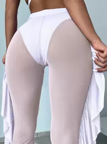 SHEIN Swim Summer Beach Ruffle Trim Cover Up Pants