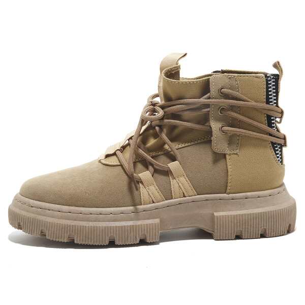 

Men Lace Up Front Combat Ankle Boots, Khaki