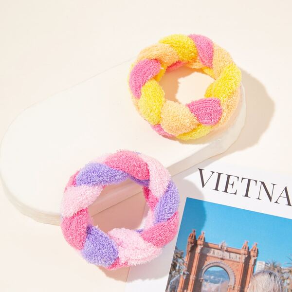 

2pcs Color Block Scrunchie, Multicolor