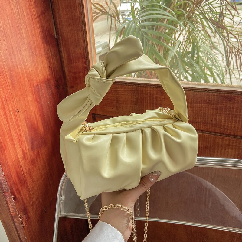 

Bow Decor Chain Strap Bucket Bag, Yellow