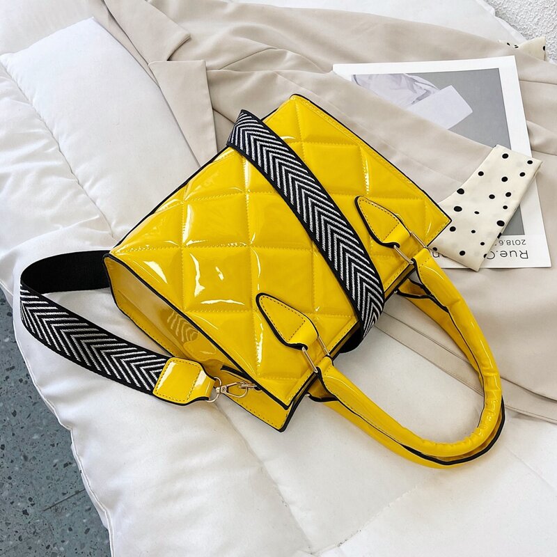 

Quilted Double Handle Satchel Bag, Yellow